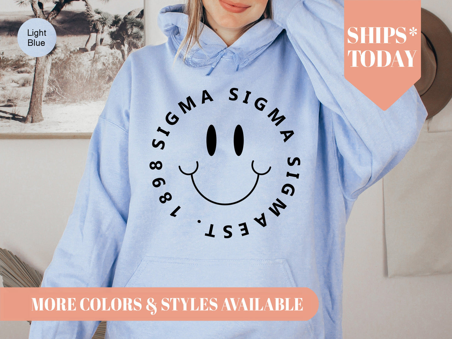 Sigma Sigma Sigma Smiley Face Halo Sorority Hoodie _ 2522g