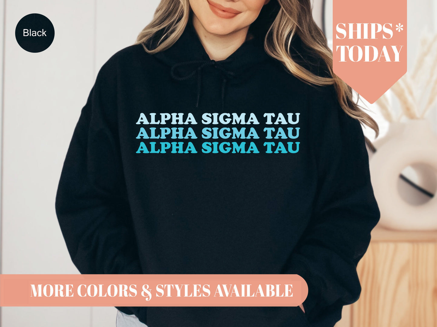 Alpha Sigma Tau Touch of Blue Sorority Hoodie _ 2584g