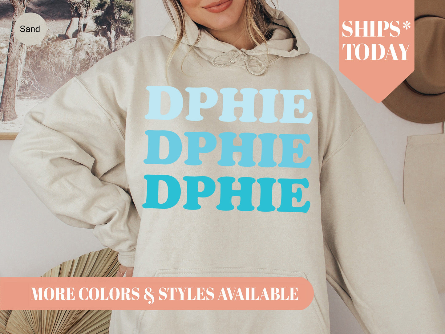 Delta Phi Epsilon Touch of Blue Sorority Hoodie _ 2589g
