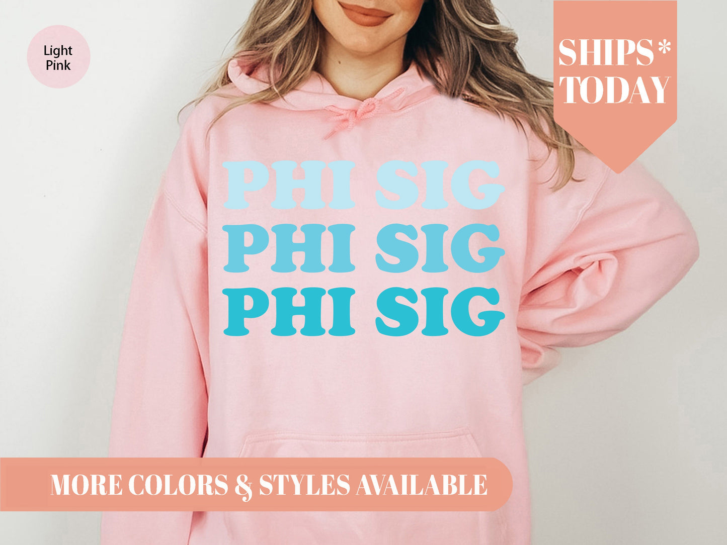 Phi Sigma Sigma Touch of Blue Sorority Hoodie _ 2596g