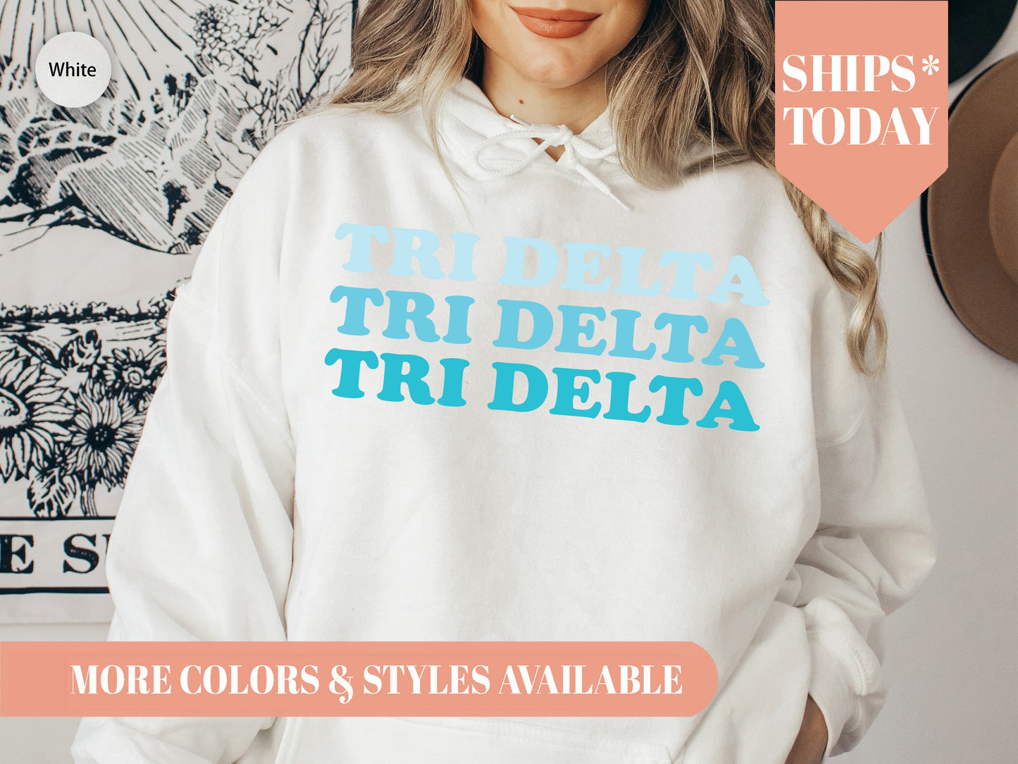 Delta Delta Delta Touch of Blue Sorority Hoodie _ 2587g