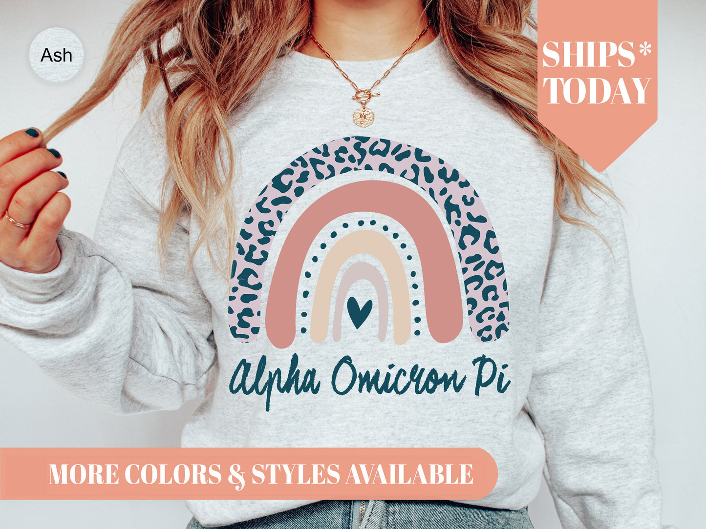 Alpha Omicron Pi Greek Rainbow Sorority Sweatshirt _ 2737g