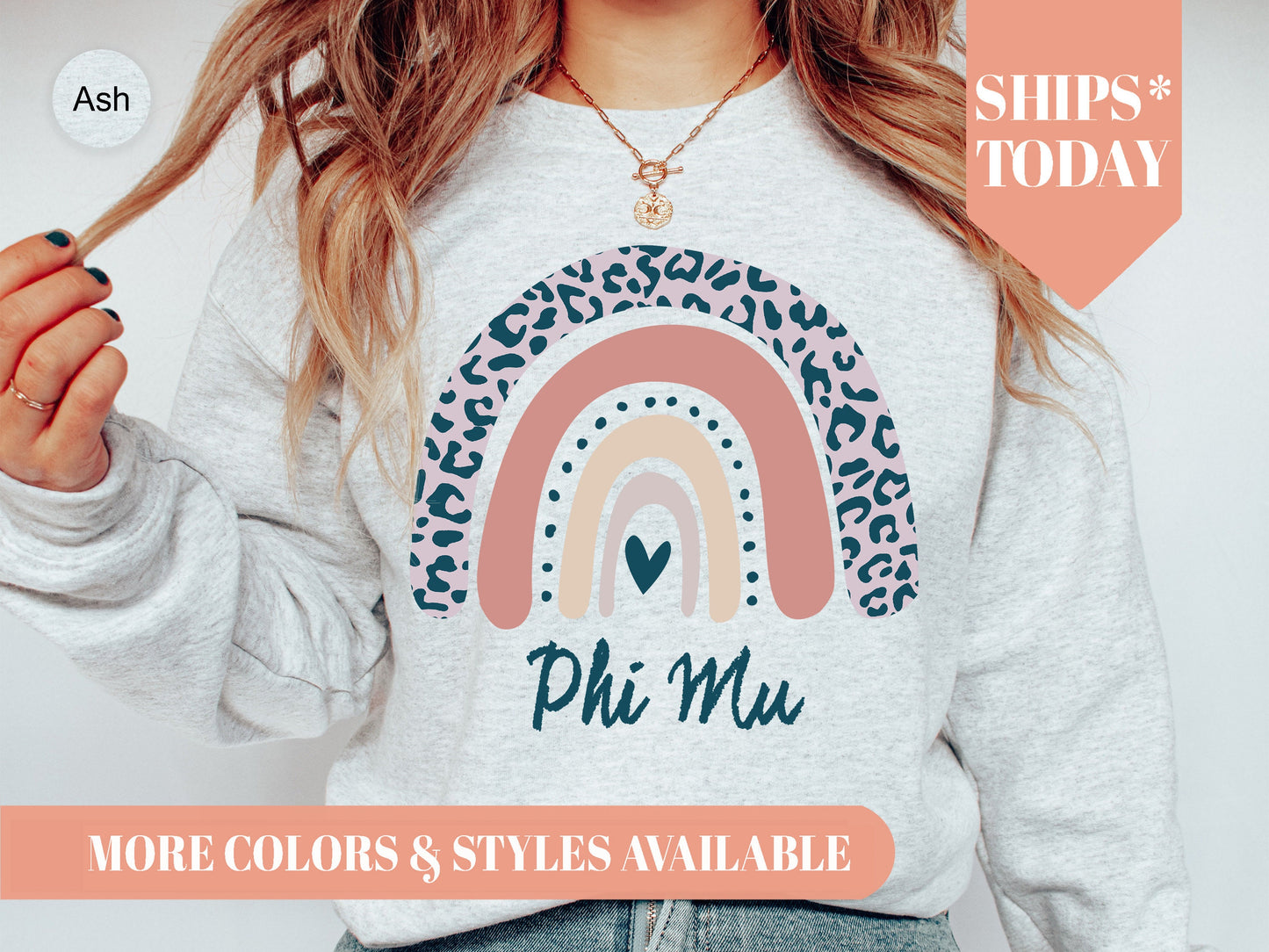 Phi Mu Greek Rainbow Sorority Sweatshirt _ 2751g