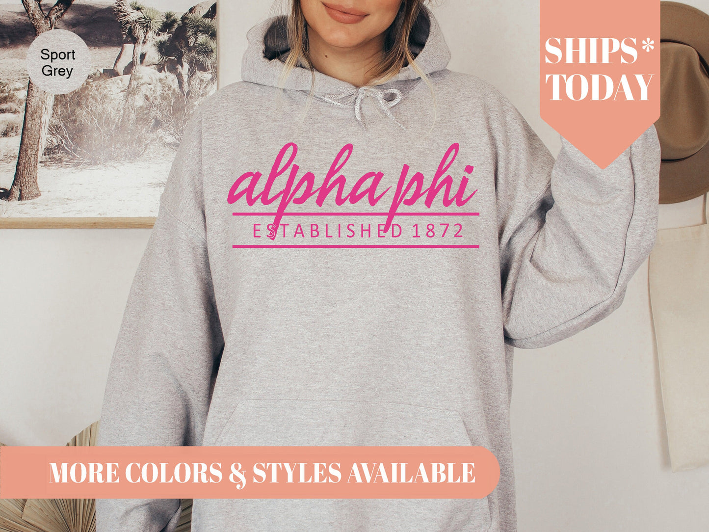 Alpha Phi All Pink Sorority Hoodie _ 757g