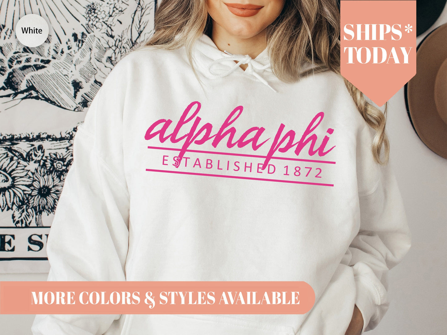 Alpha Phi All Pink Sorority Hoodie _ 757g
