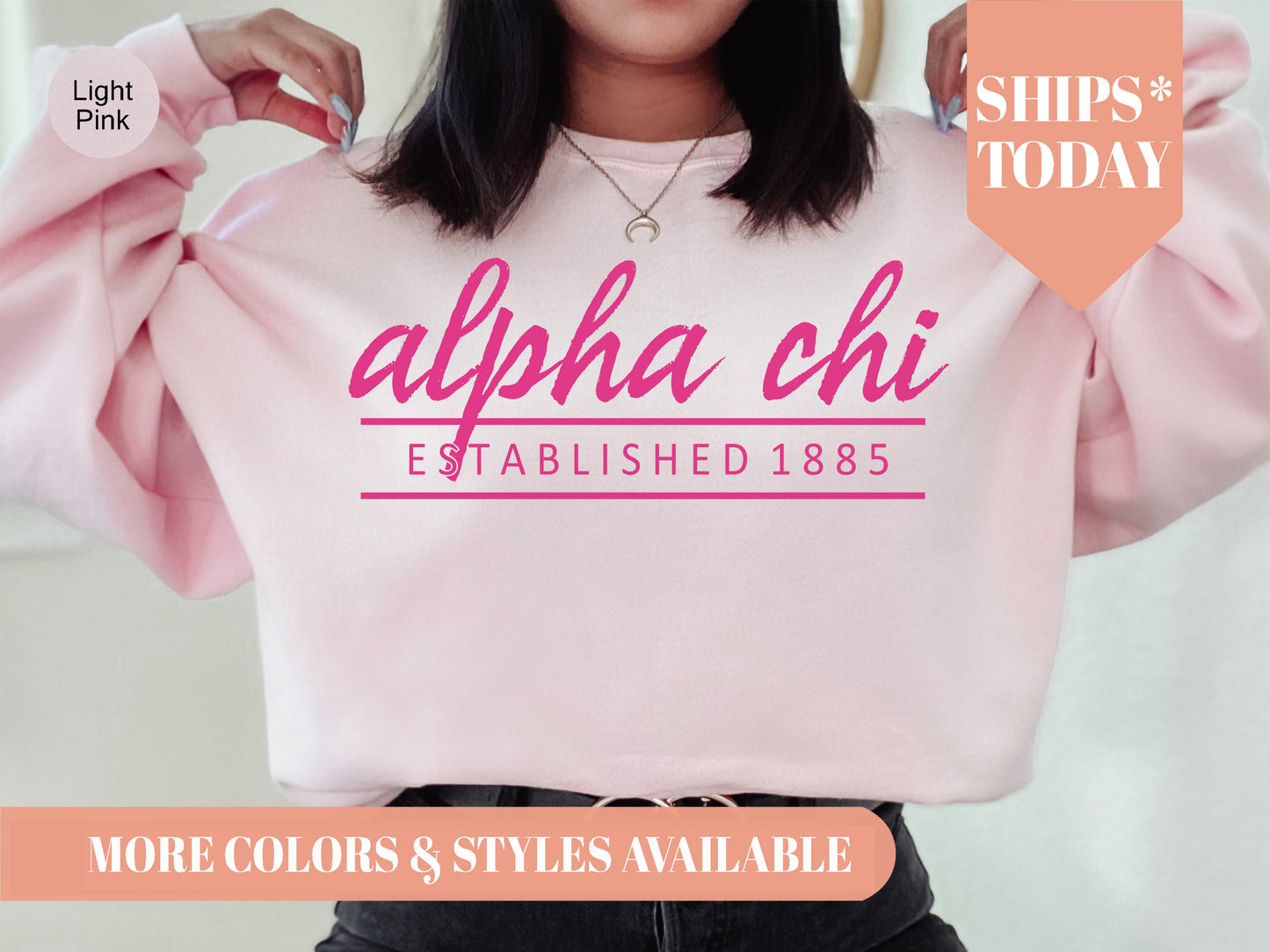 Alpha Chi Omega All Pink Sorority Sweatshirt _ 752g