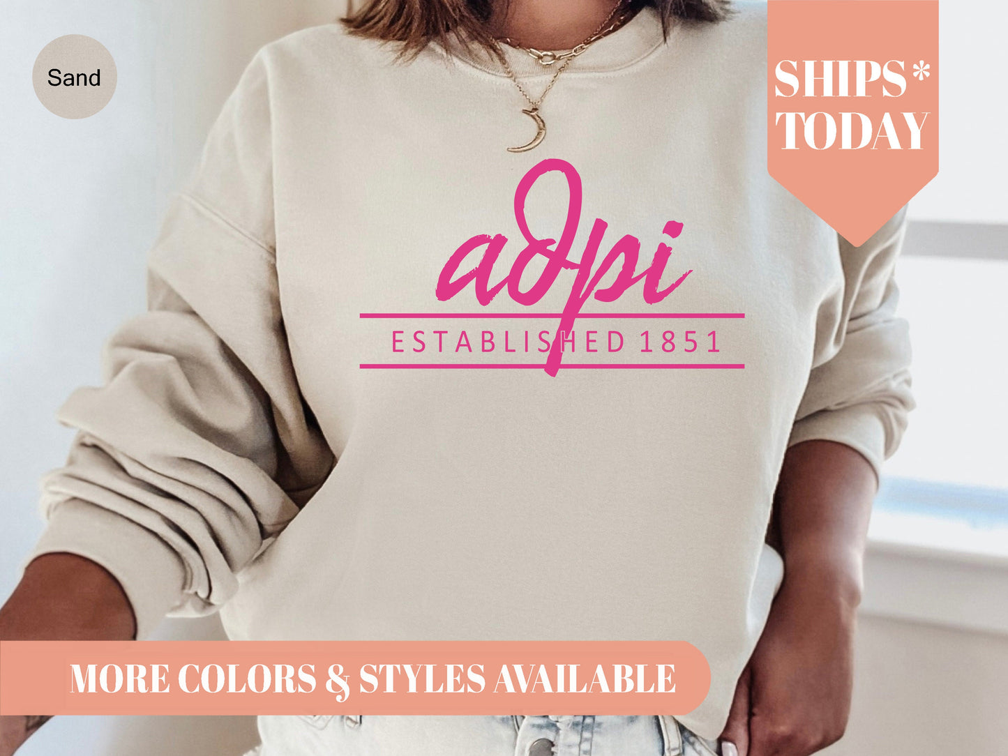 Alpha Delta Pi All Pink Sorority Sweatshirt _ 753g