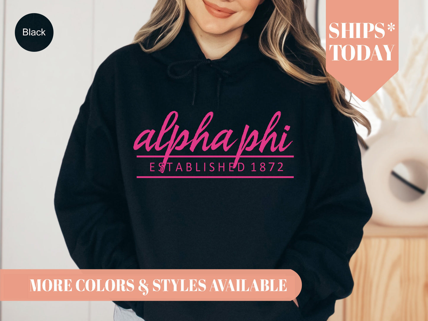 Alpha Phi All Pink Sorority Hoodie _ 757g
