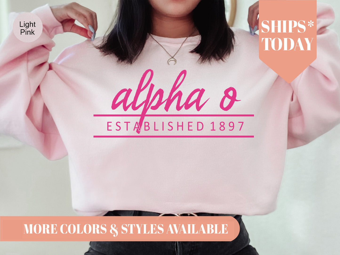 Alpha Omicron Pi All Pink Sorority Sweatshirt _ 756g