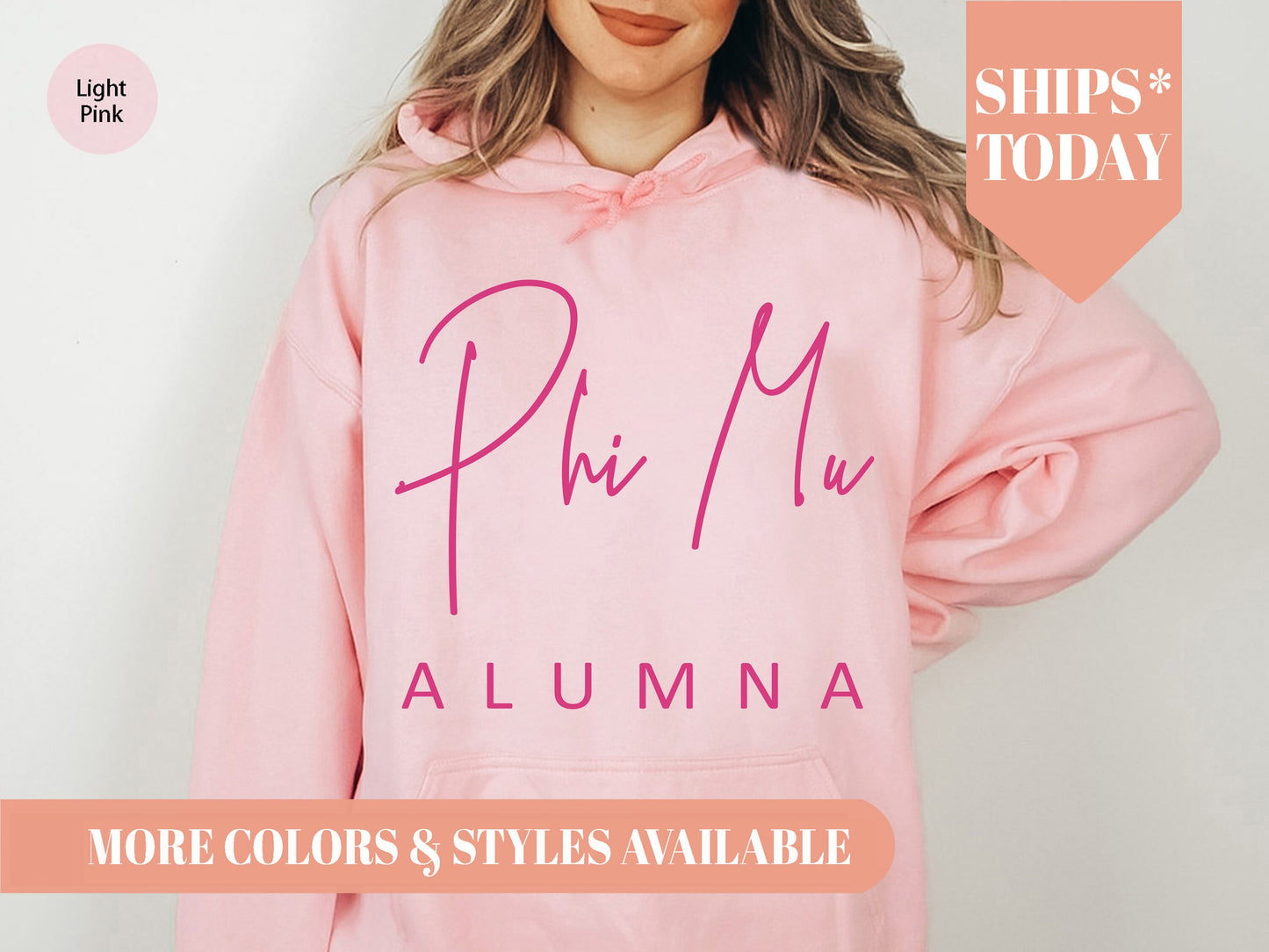 Phi Mu Simple and Sweet Alumna Sorority Hoodie _ 510g