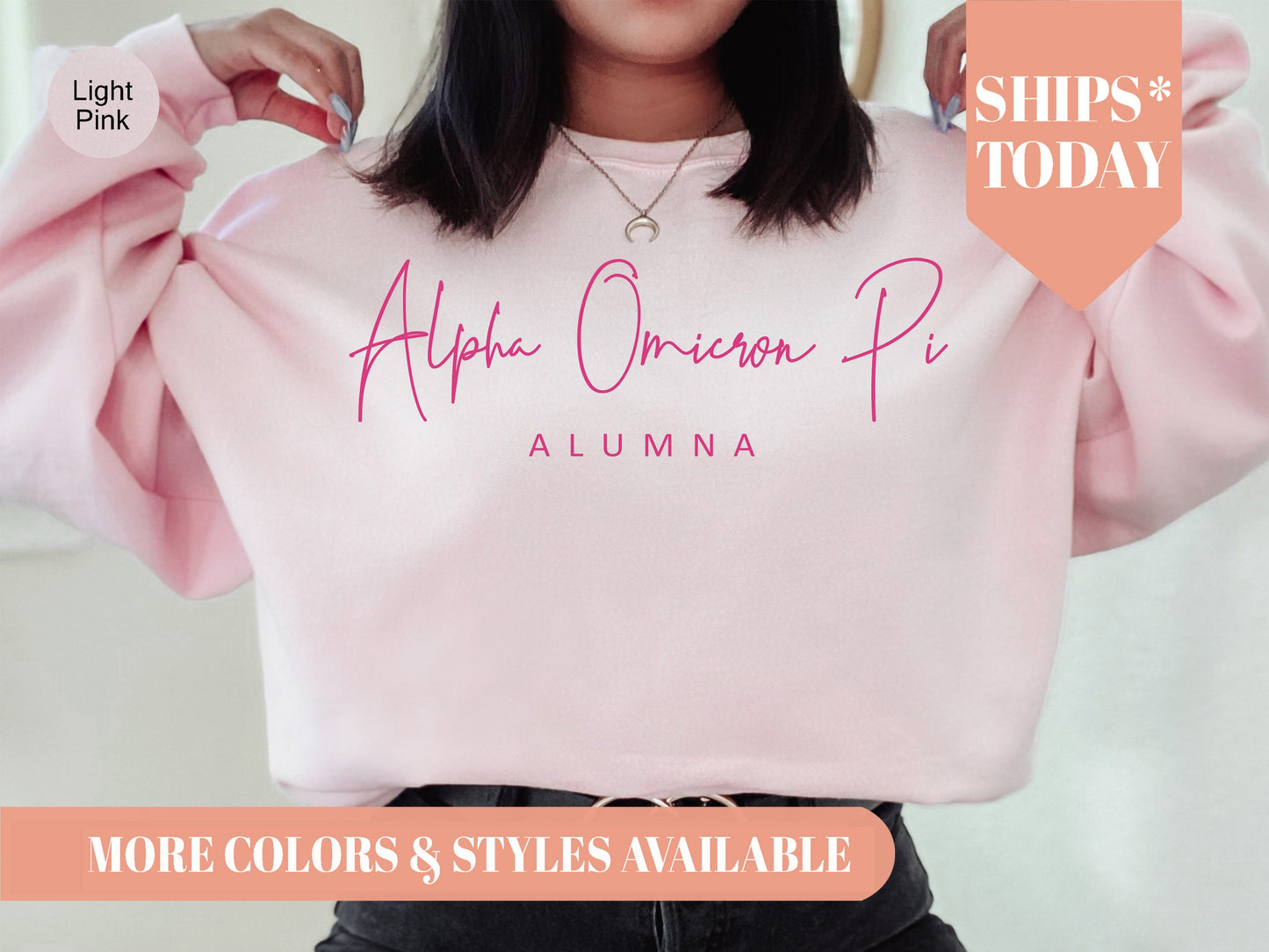 Alpha Omicron Pi Simple and Sweet Alumna Sorority Sweatshirt _ 496g