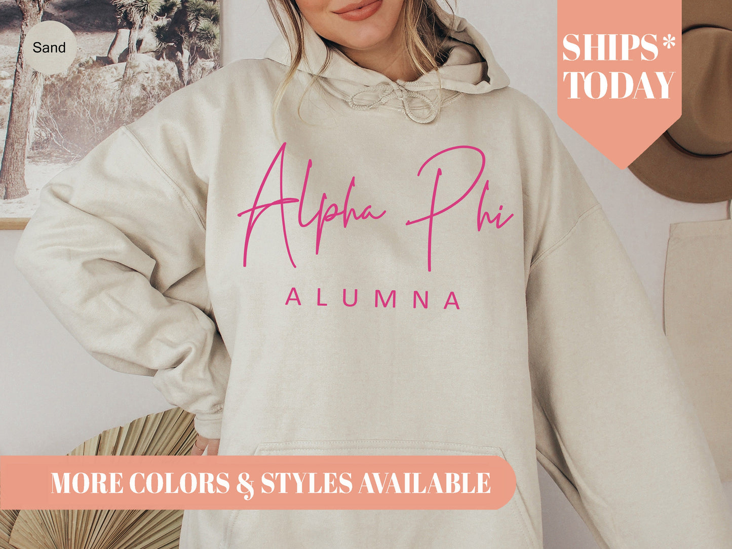 Alpha Phi Simple and Sweet Alumna Sorority Hoodie _ 497g