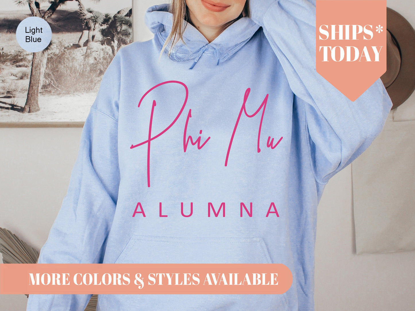 Phi Mu Simple and Sweet Alumna Sorority Hoodie _ 510g