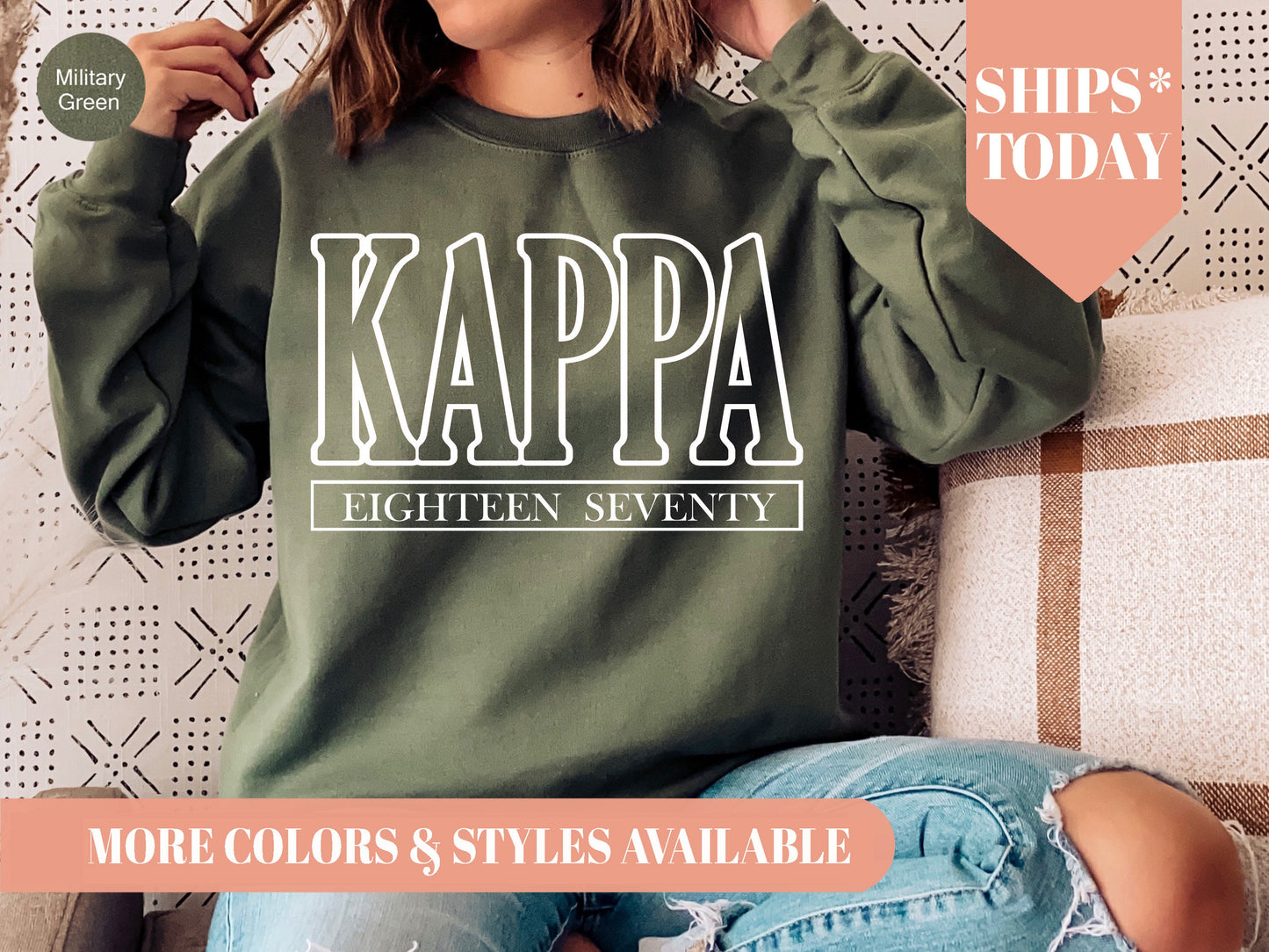 Kappa Kappa Gamma Stencil Stacked Sorority Sweatshirt _ 2151g