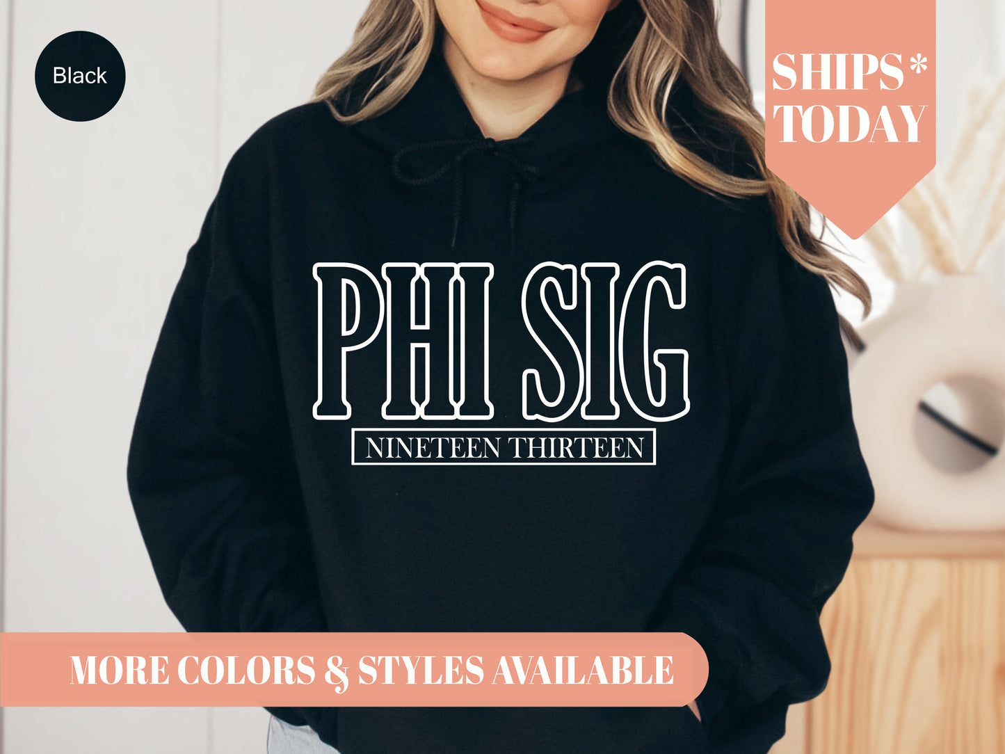 Phi Sigma Sigma Stencil Stacked Sorority Hoodie _ 2153g