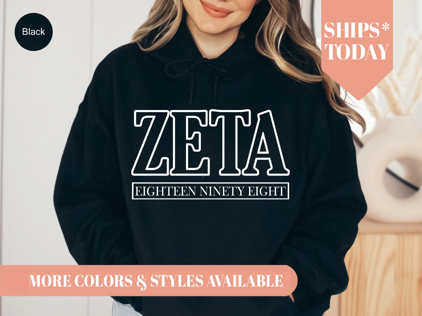 Zeta Tau Alpha Stencil Stacked Sorority Hoodie _ 2159g