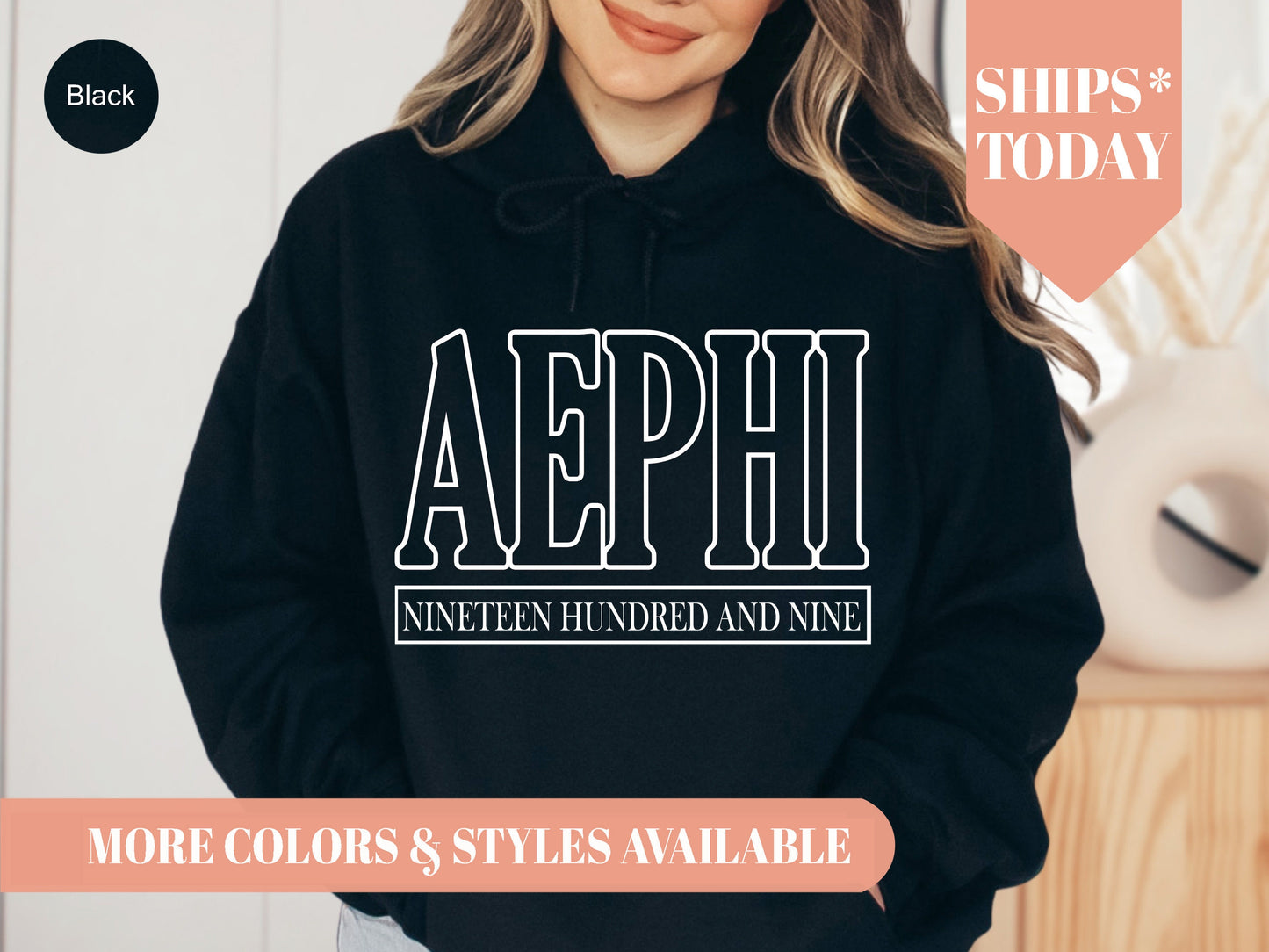 Alpha Epsilon Phi Stencil Stacked Sorority Hoodie _ 2136g