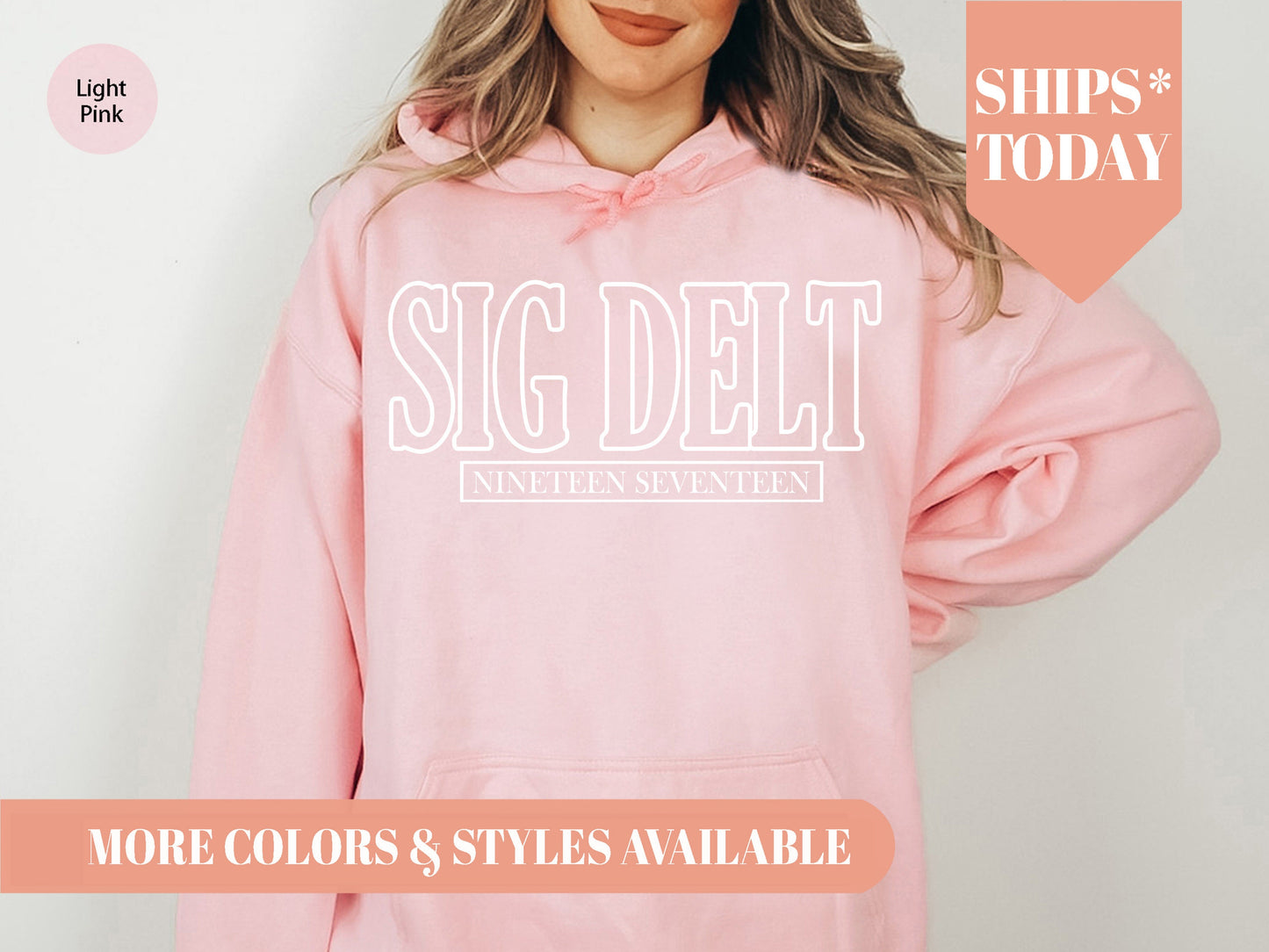 Sigma Delta Tau Stencil Stacked Sorority Hoodie _ 2155g