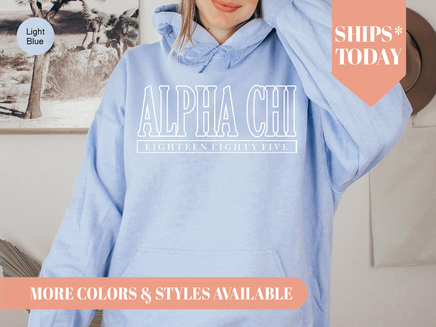 Alpha Chi Omega Stencil Stacked Sorority Hoodie _ 2134g