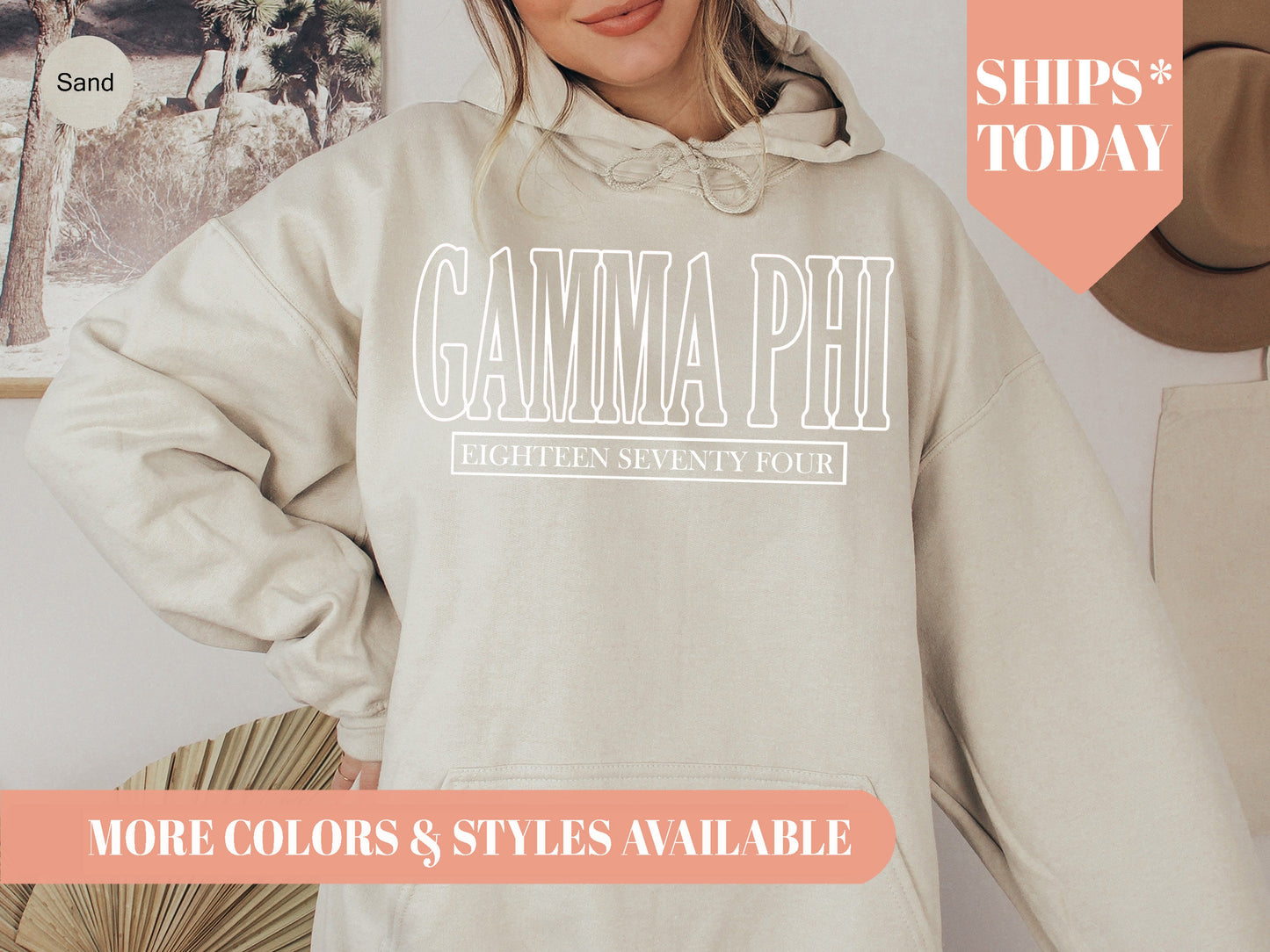 Gamma Phi Beta Stencil Stacked Sorority Hoodie _ 2148g