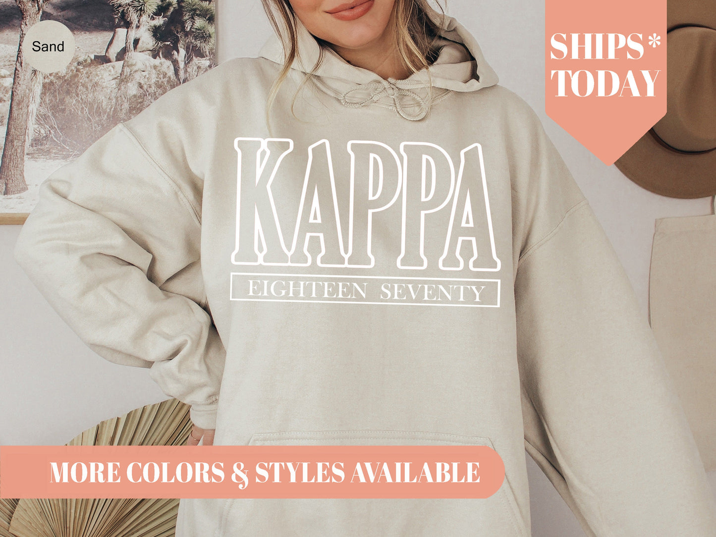 Kappa Kappa Gamma Stencil Stacked Sorority Hoodie _ 2151g