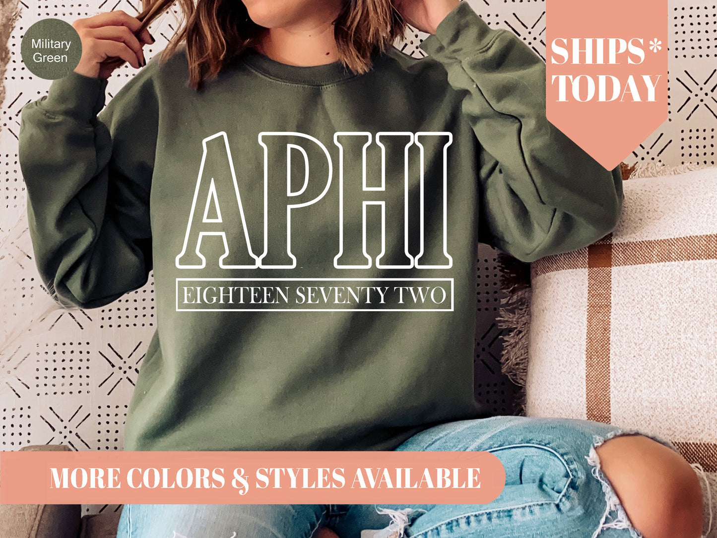 Alpha Phi Stencil Stacked Sorority Sweatshirt _ 2139g