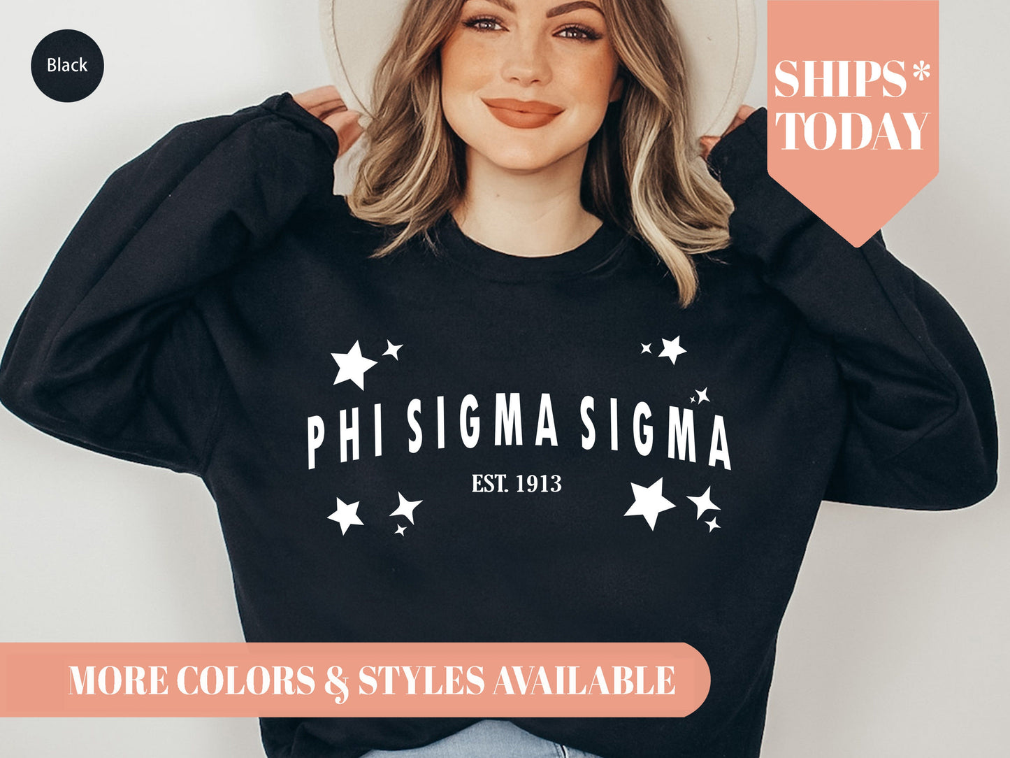 Phi Sigma Sigma Arched Star Sorority Sweatshirt _ 2284g