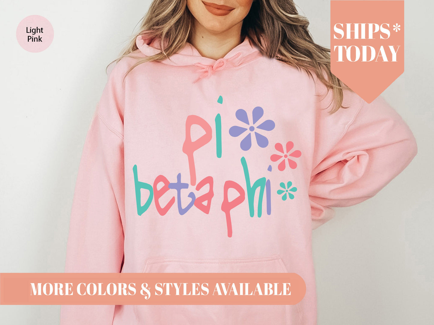 Pi Beta Phi Colorful Floral Sorority Hoodie _ 2623g