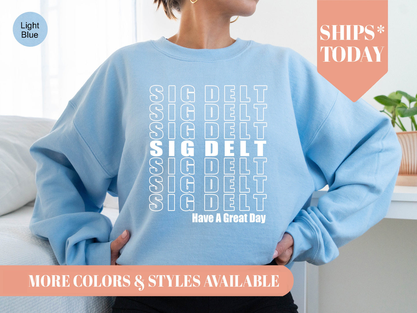 Sigma Delta Tau Have a Great Day Sorority Sweatshirt _ 2129g