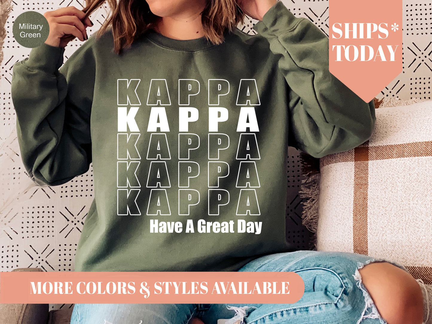 Kappa Kappa Gamma Have a Great Day Sorority Sweatshirt _ 2125g