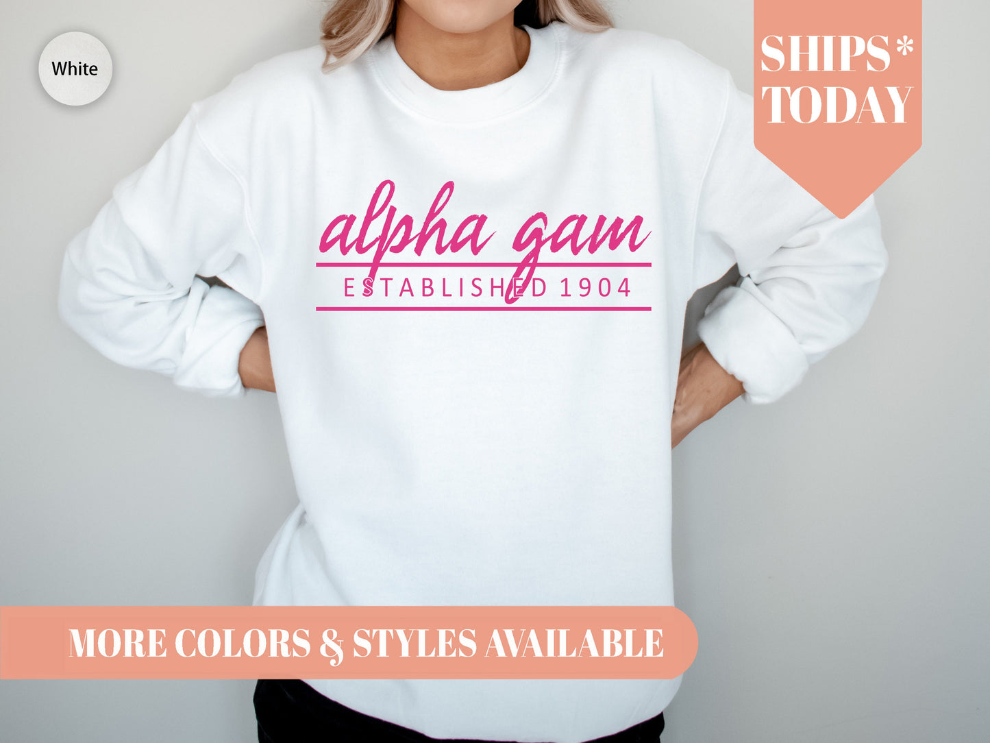 Alpha Gamma Delta All Pink Sorority Sweatshirt _ 755g