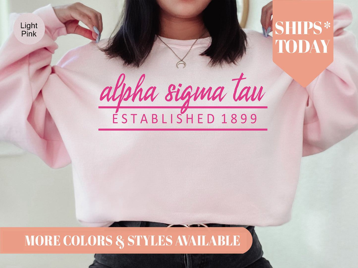 Alpha Sigma Tau All Pink Sorority Sweatshirt _ 759g