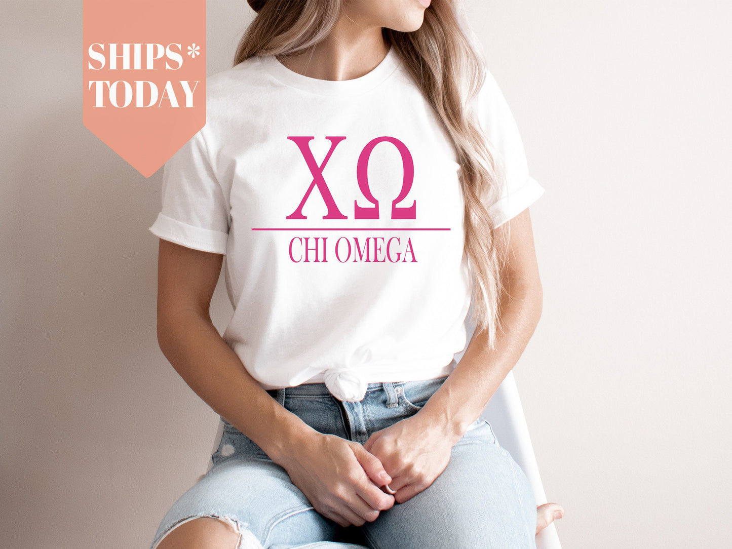 Chi Omega Loud Letters Sorority T-shirt _ 475g