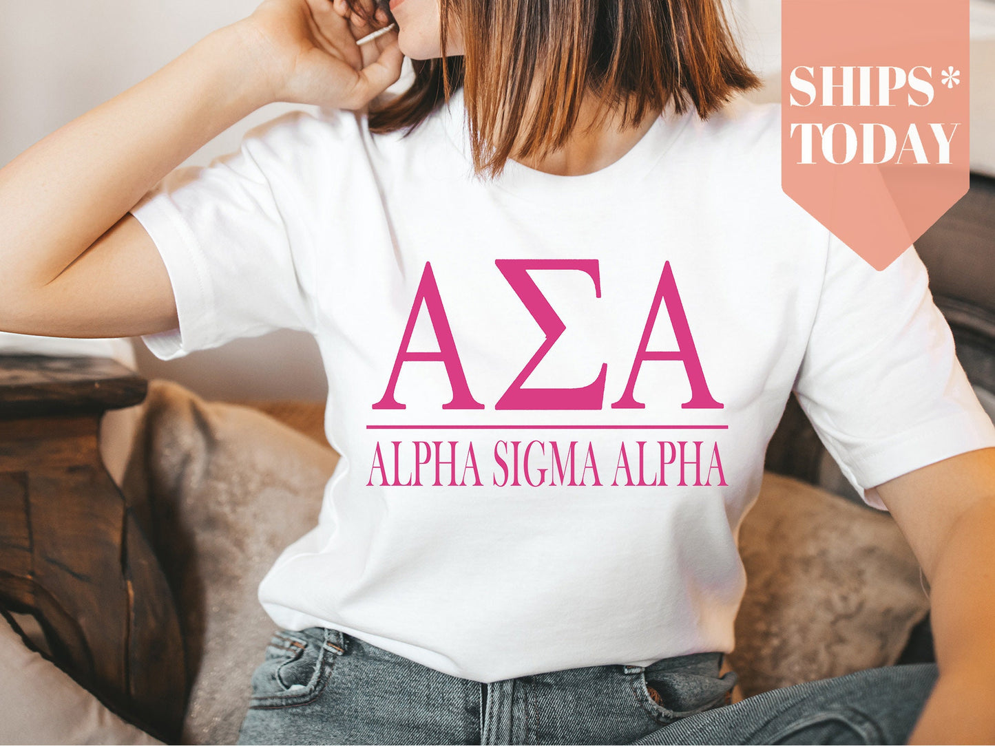 Alpha Sigma Alpha Loud Letters Sorority T-shirt _ 472g