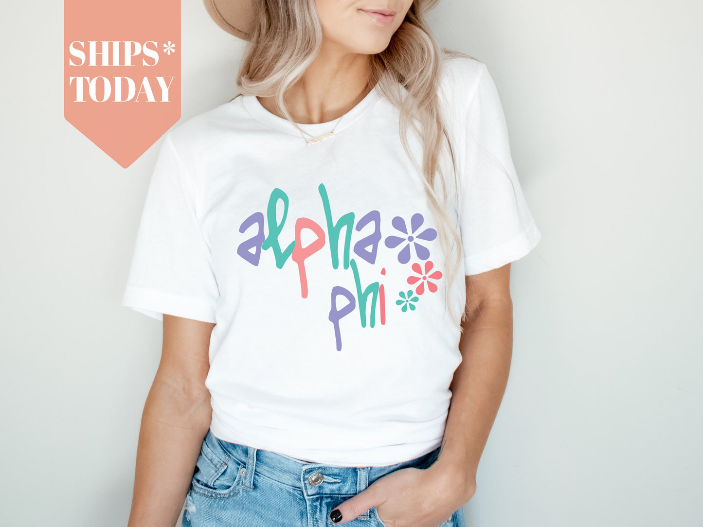 Alpha Phi Colorful Floral Sorority T-shirt _ 2608g