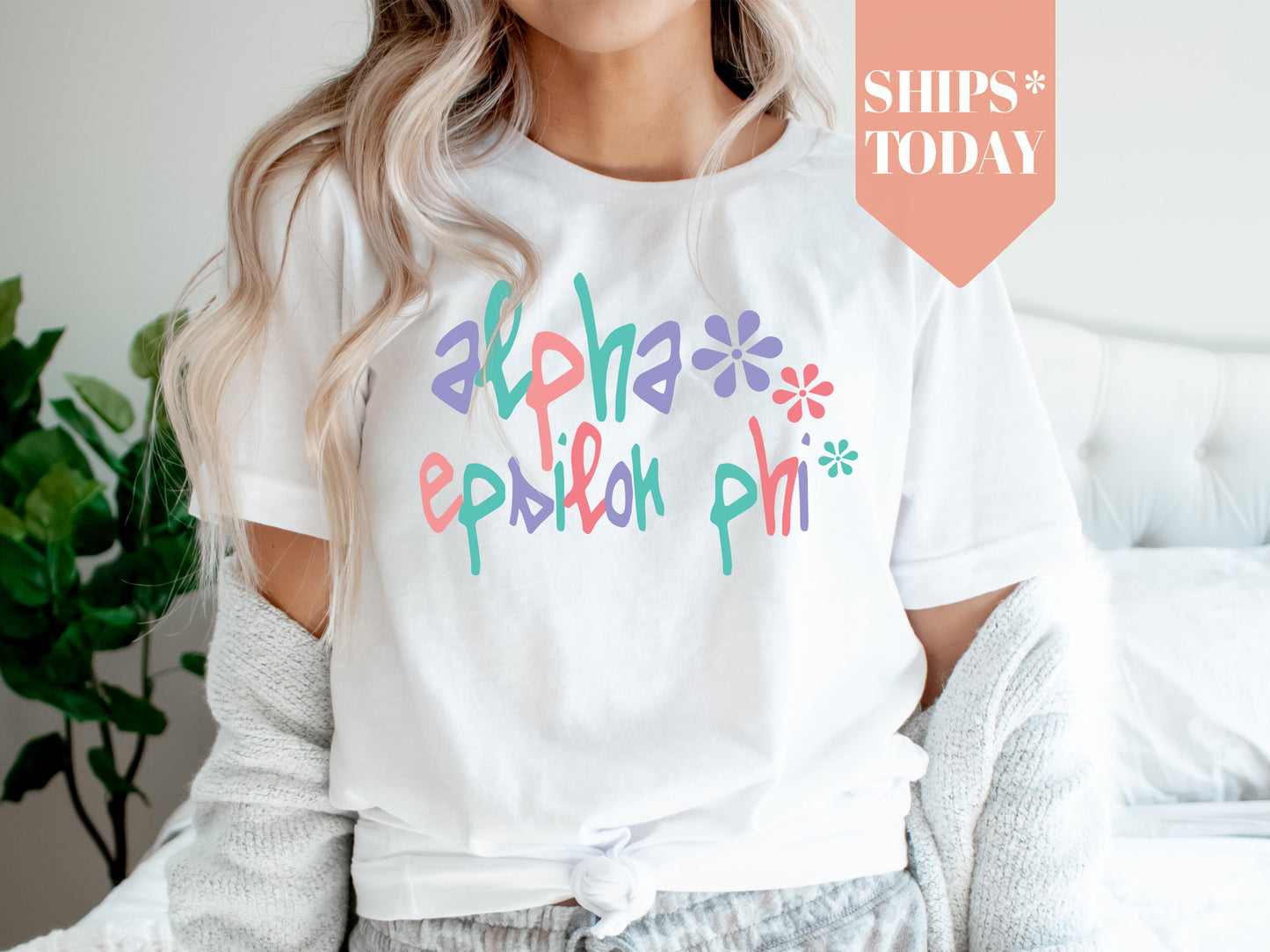 Alpha Epsilon Phi Colorful Floral Sorority T-shirt _ 2605g
