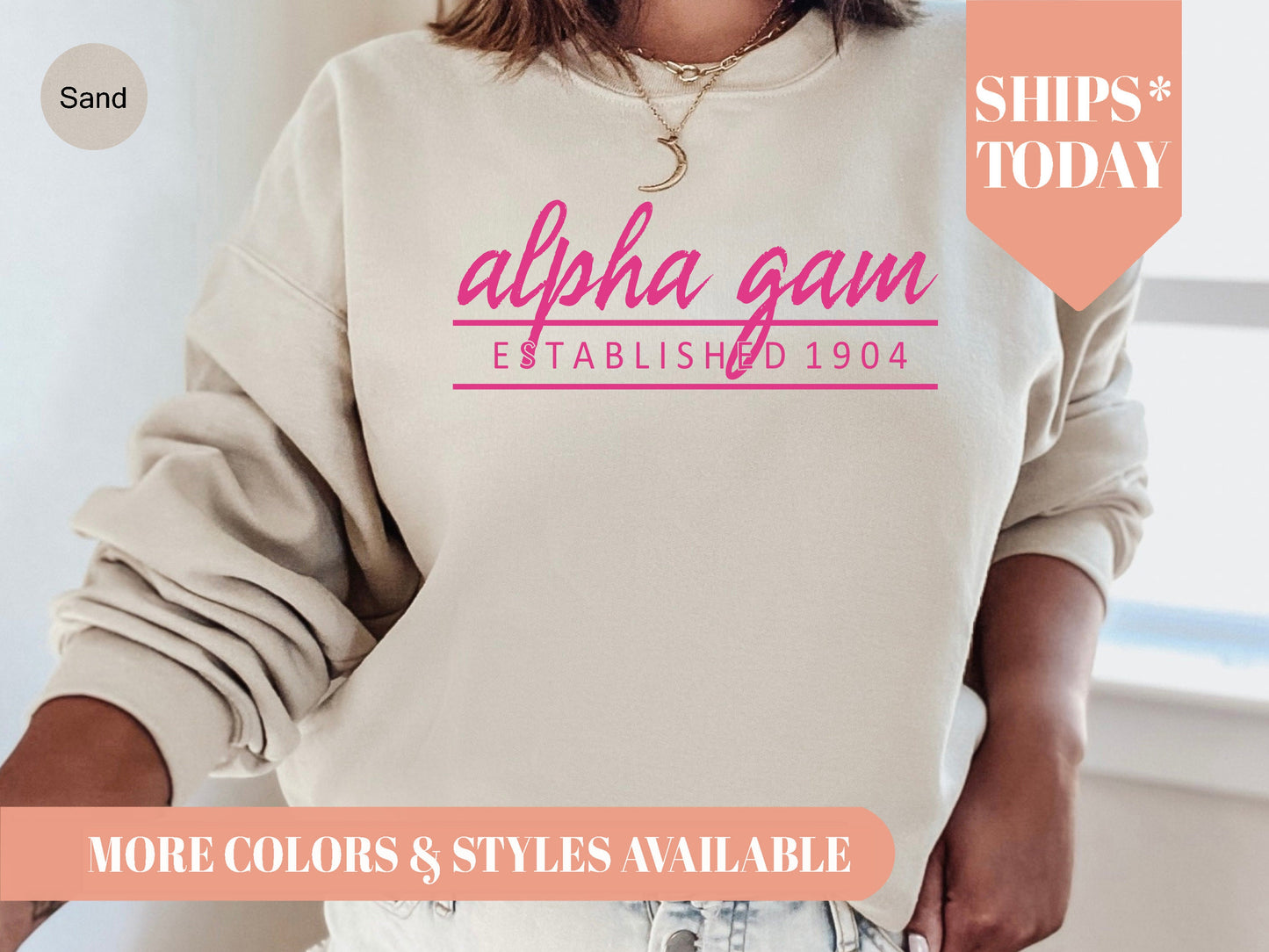 Alpha Gamma Delta All Pink Sorority Sweatshirt _ 755g