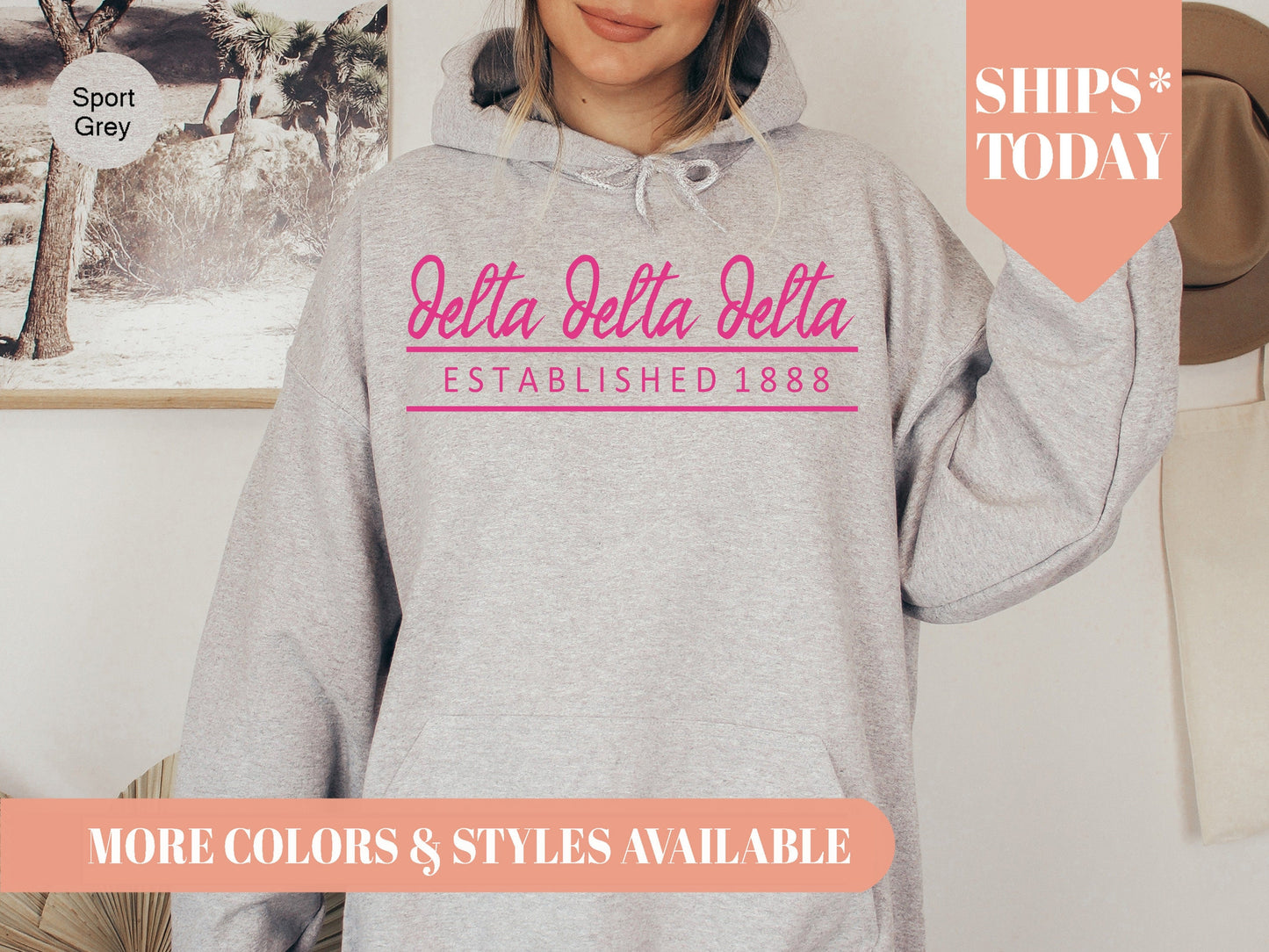 Delta Delta Delta All Pink Sorority Hoodie _ 762g