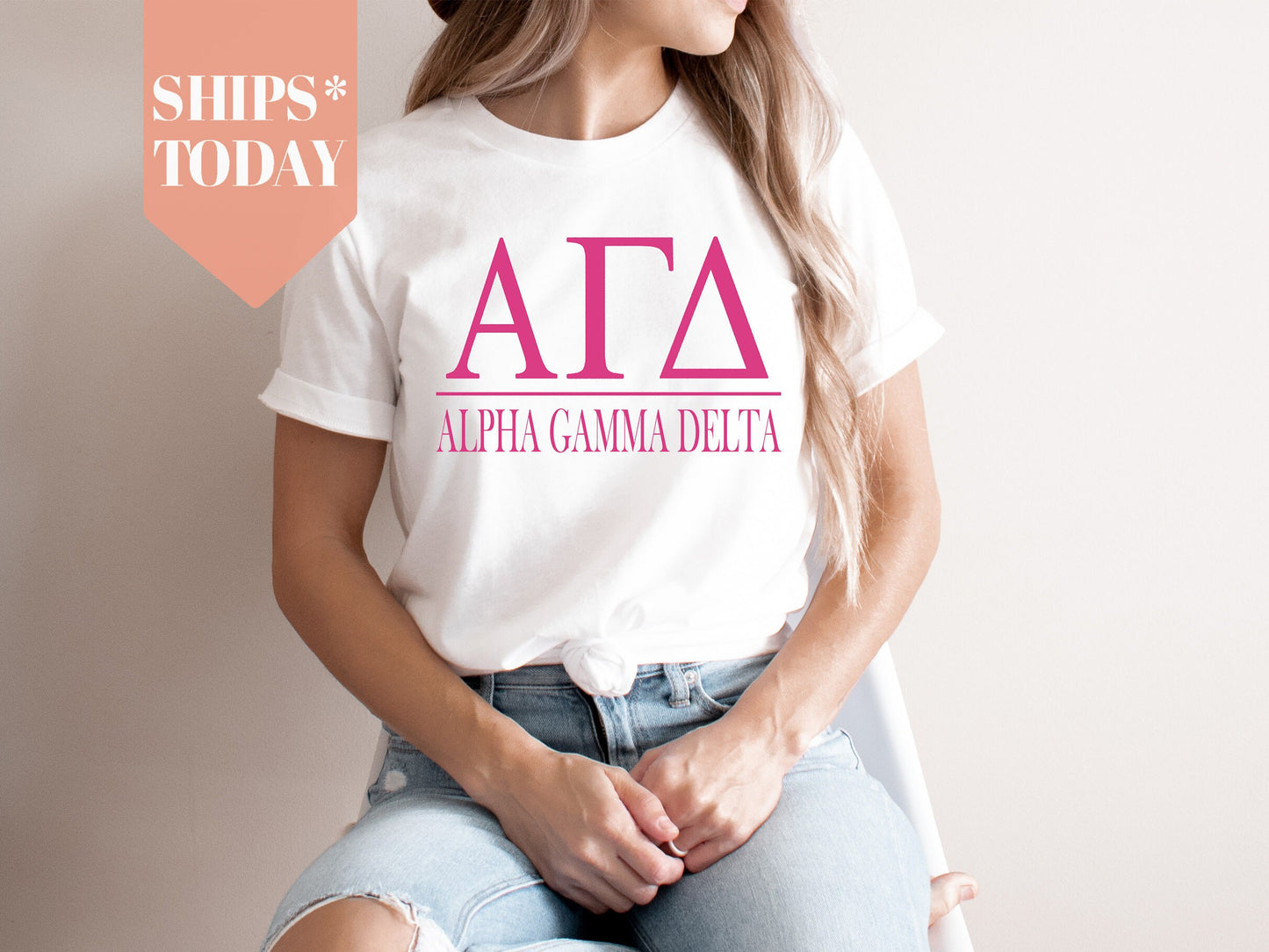 Alpha Gamma Delta Loud Letters Sorority T-shirt _ 469g