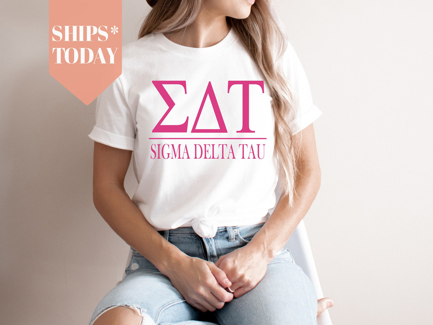 Sigma Delta Tau Loud Letters Sorority T-shirt _ 487g