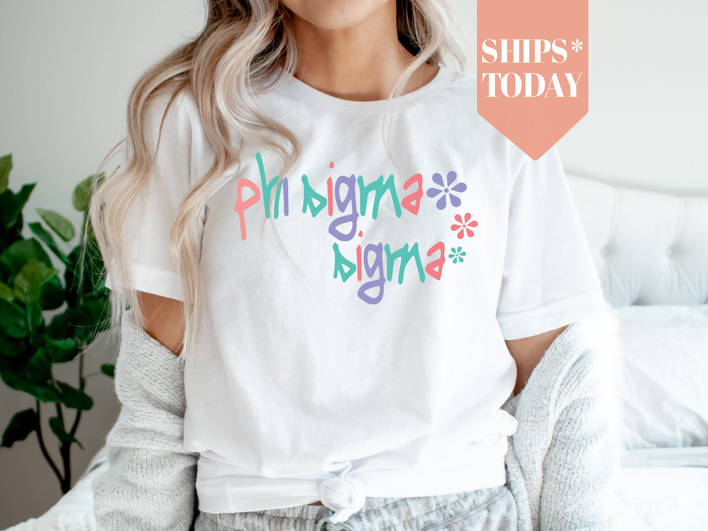 Phi Sigma Sigma Colorful Floral Sorority T-shirt _ 2622g