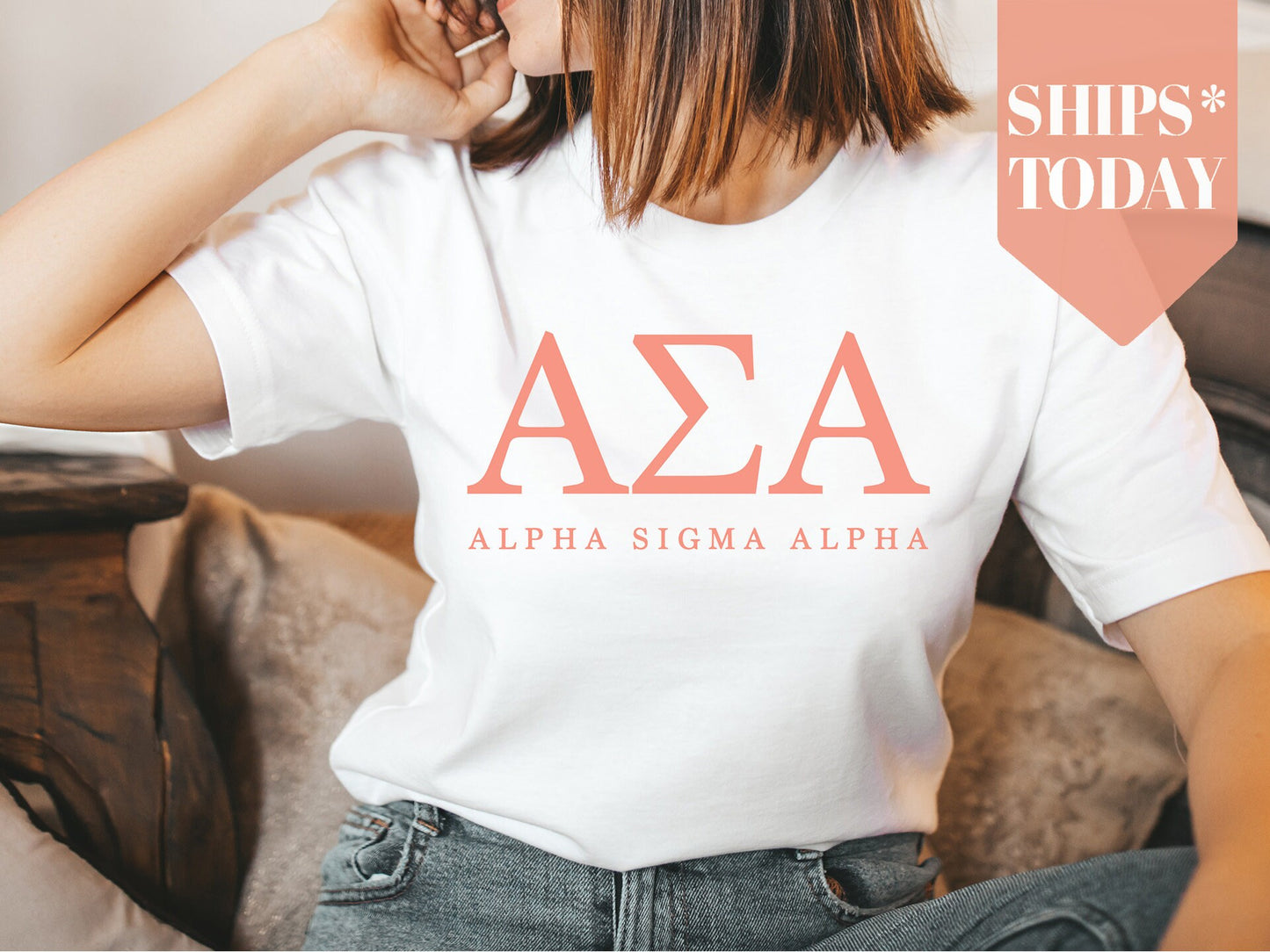 Alpha Sigma Alpha Pink Personality Sorority T-shirt _ 654g