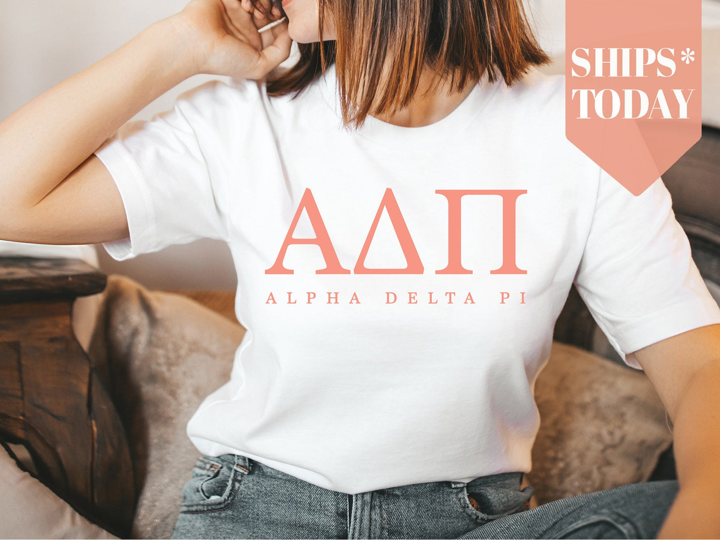 Alpha Delta Pi Pink Personality Sorority T-shirt _ 649g
