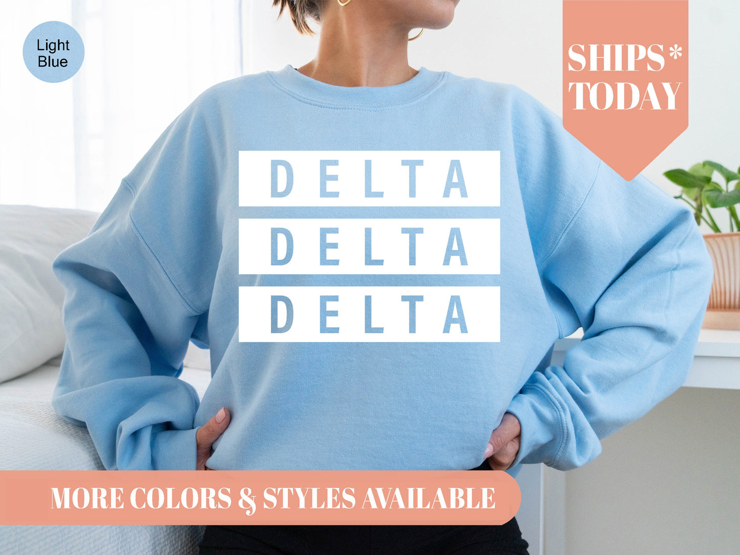 Delta Delta Delta Faded White Box Sorority Sweatshirt _ 3343g