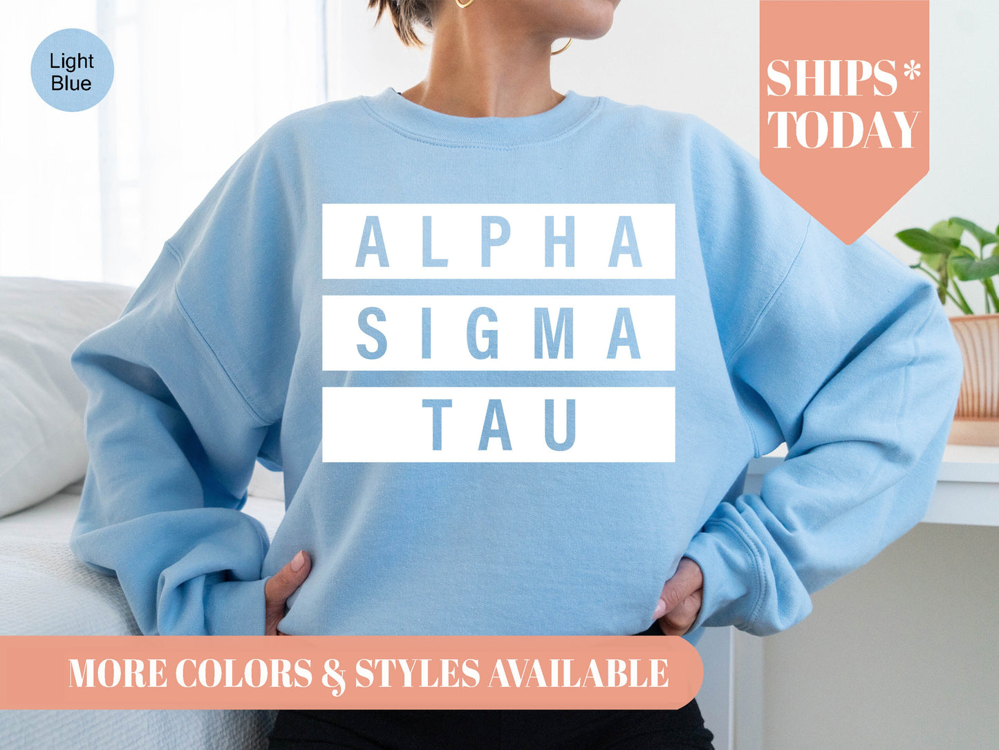 Alpha Sigma Tau Faded White Box Sorority Sweatshirt _ 3340g
