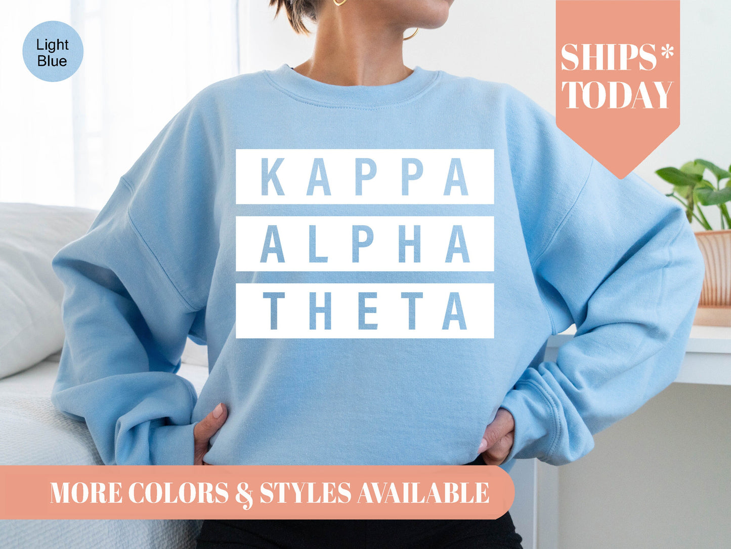 Kappa Alpha Theta Faded White Box Sorority Sweatshirt _ 3348g