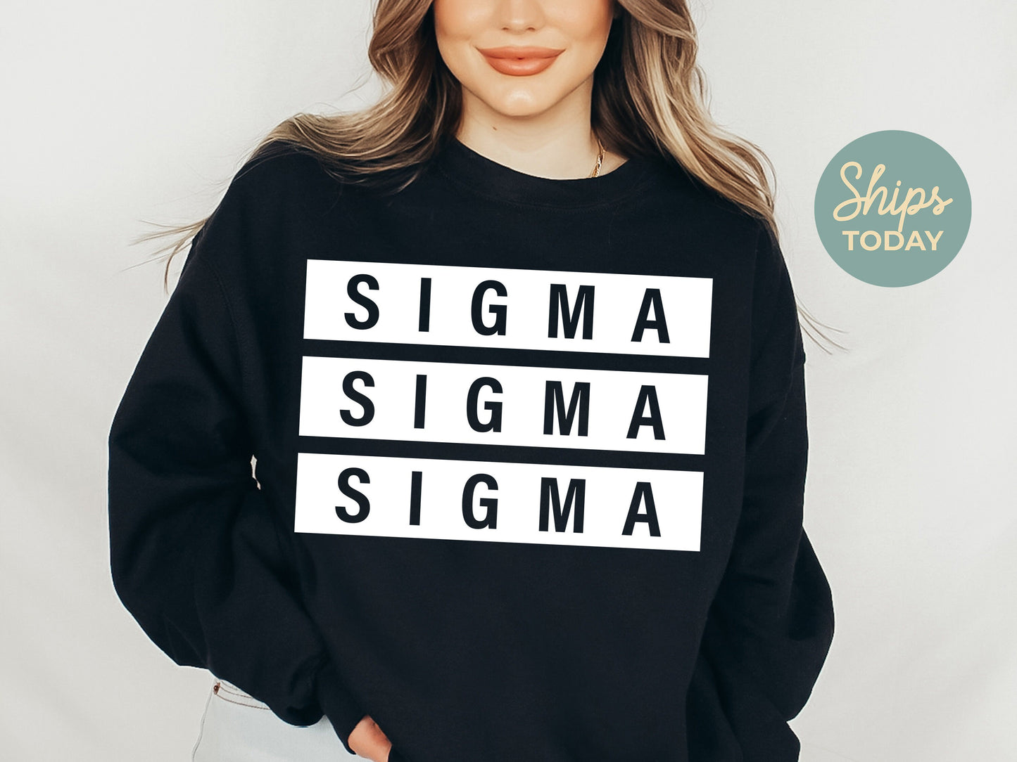 Sigma Sigma Sigma Faded White Box Sorority Sweatshirt _ 3356g