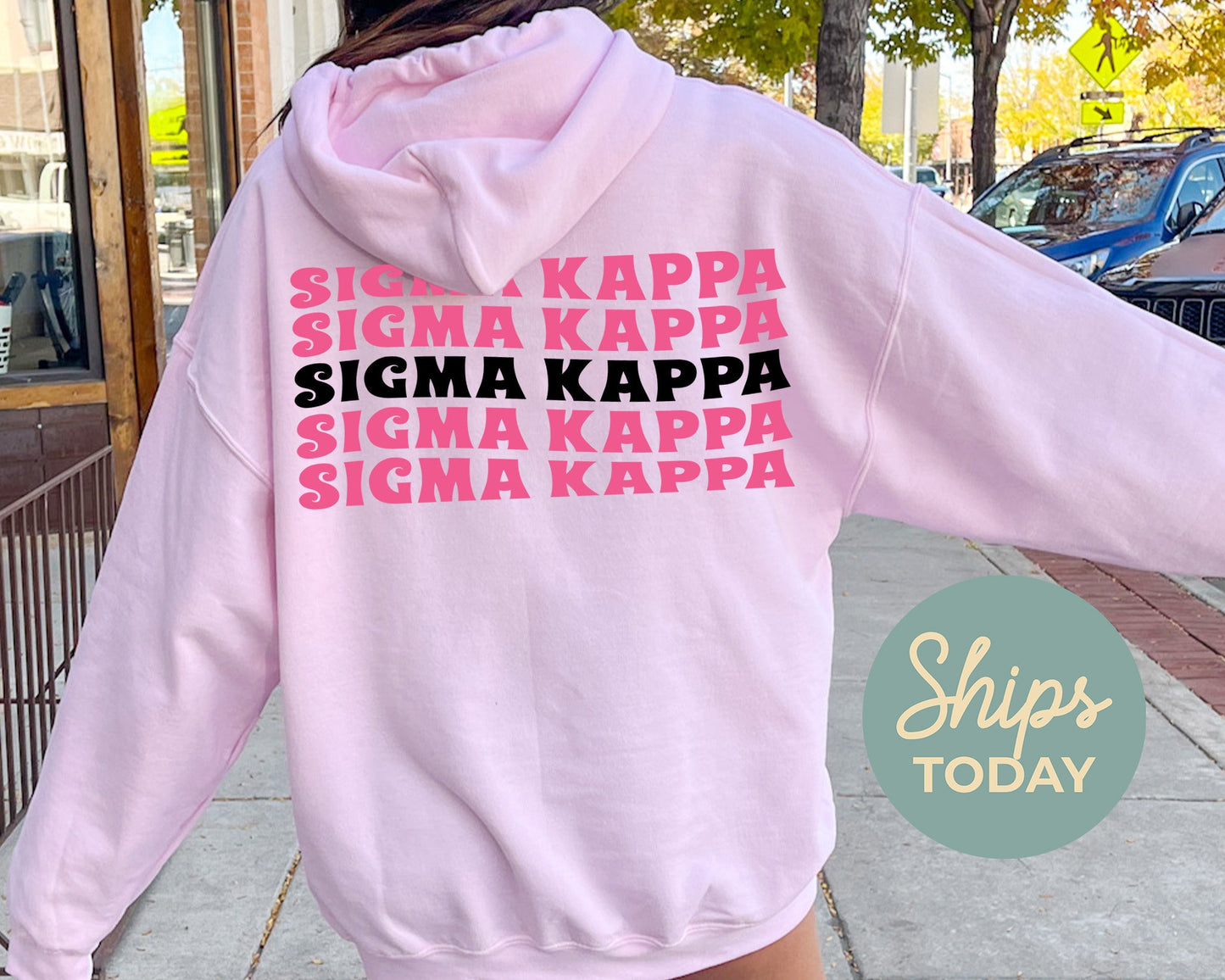 Sigma Kappa Pink Waves Sorority Hoodie _ 33098g