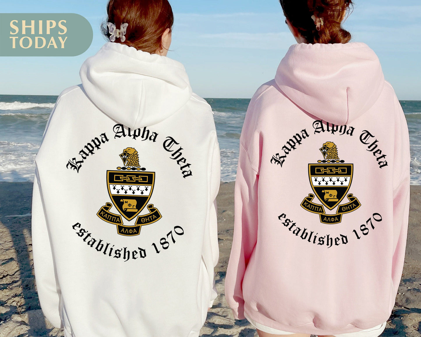 Kappa Alpha Theta Old English Crest Sorority Hoodie _ 32935g