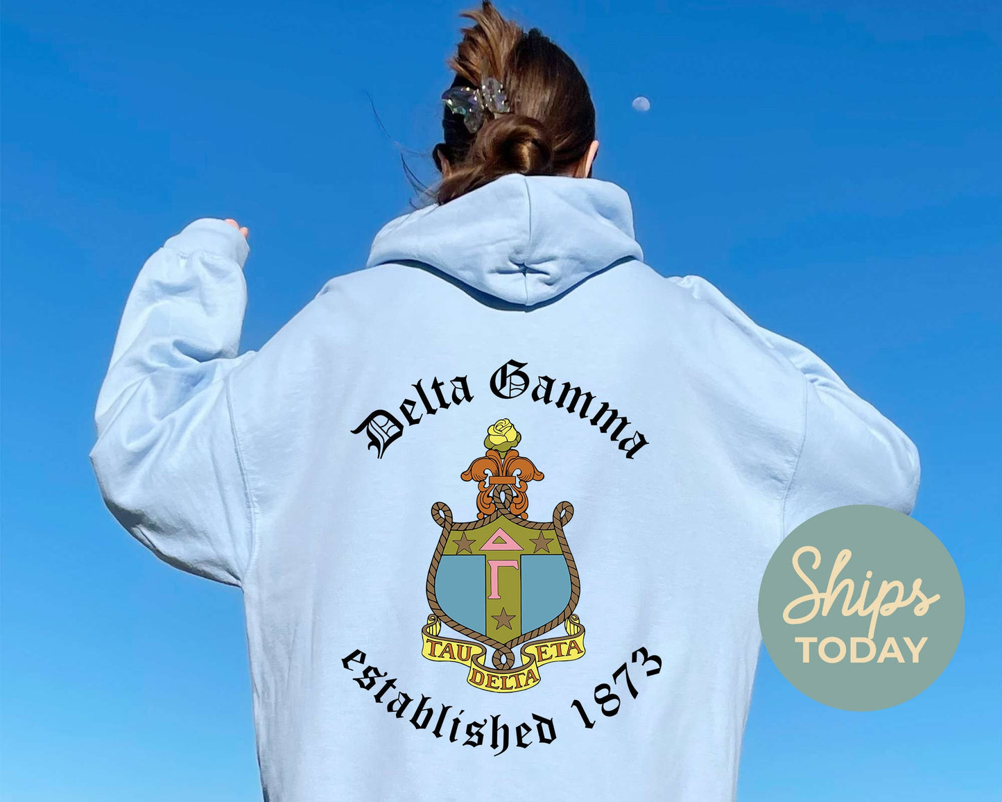 Delta Gamma Old English Crest Sorority Hoodie _ 32931g